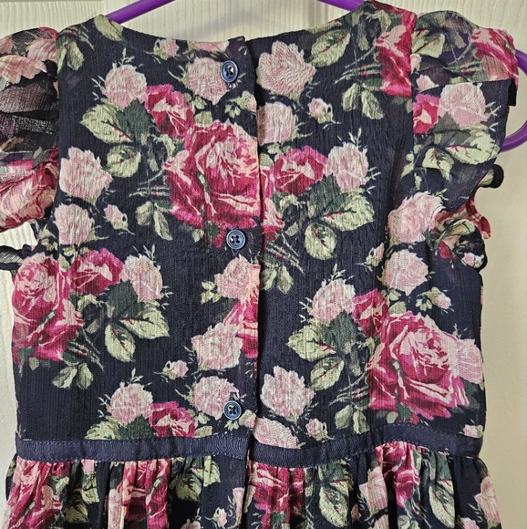 Janie and Jack Girl's Navy Blue Floral Tank Top Dress Size 3 - Picture 5 of 8